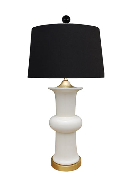 Amanda Lamp in White Porcelain With Brass Base and Cap